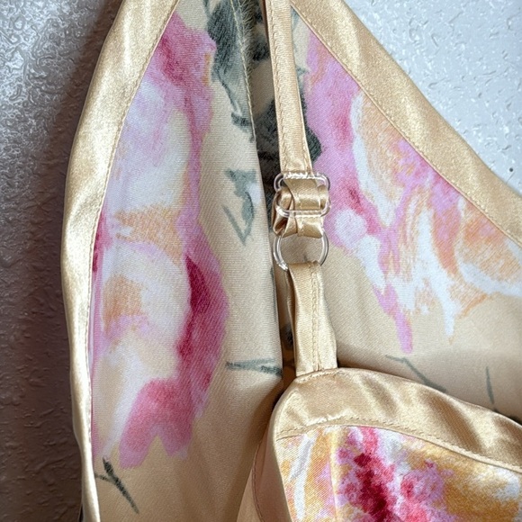 Delicates Cream Floral Satin Mini Nightgown Slip Dress Size Large - Picture 5 of 6